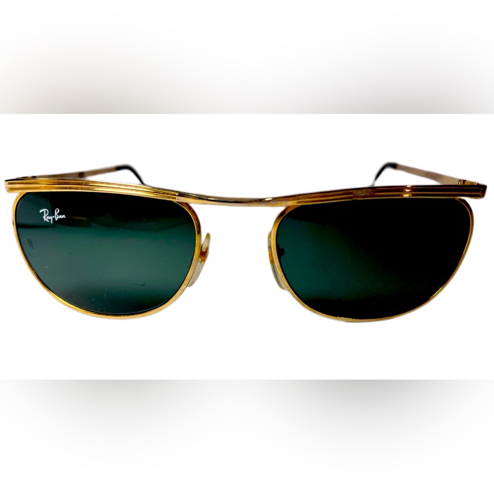 RAYBAN SUNGLASSES. Gold trim blue green lenses petite frame